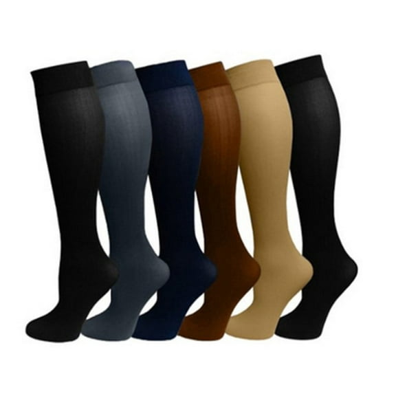 Casewin Compression Socks for Women Men, 6 Pairs 20-25mmHg Knee High Socks Compression Stockings for Sport, Athletic, Edema, Diabetic, Varicose Veins, Travel, Pregnancy, Nursing(Random color)