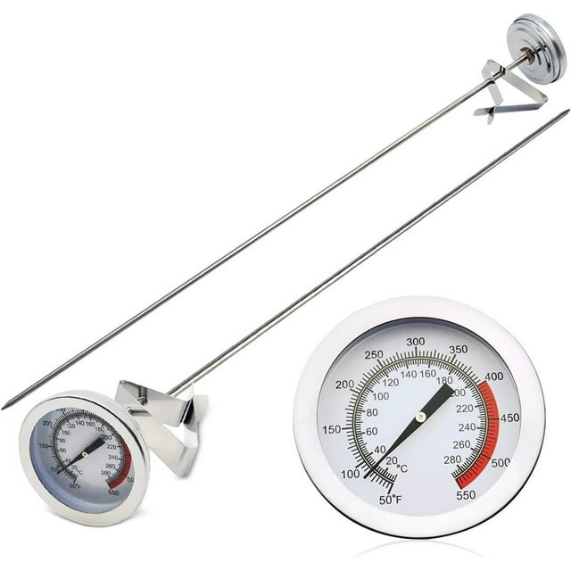 Casewin Cooking Thermometer for Deep Fry with 15'' Stainless Steel Food Grade Probe and Clip, Fast Instant Read 2" Dial, Optimum Temperature Zones - for Turkey,Beef,Lamb, Seafood Cooking