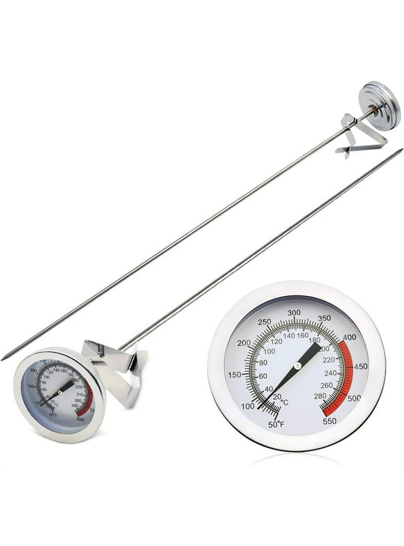 Casewin Cooking Thermometer for Deep Fry with 15'' Stainless Steel Food Grade Probe and Clip, Fast Instant Read 2" Dial, Optimum Temperature Zones - for Turkey,Beef,Lamb, Seafood Cooking