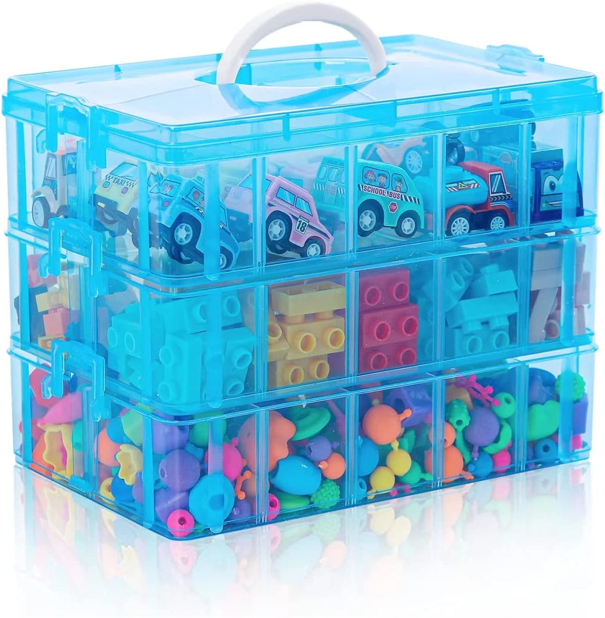 3T6B 9 Inch Portable Toy Organizers and Storage Case Tool Box, Bins &  Things Storage Container with Removable Tray, Lego organizers and storage  for