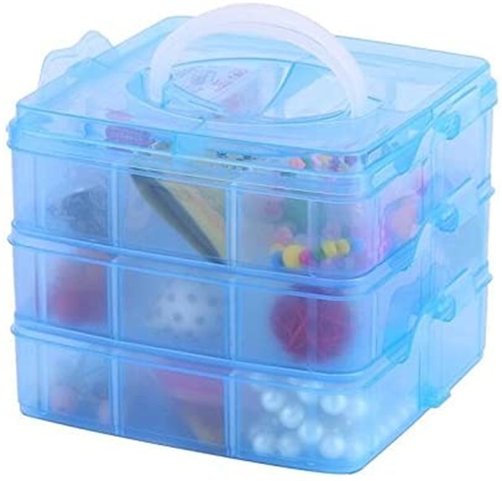 Juvale 3 Tier Stackable Storage Containers With Adjustable Compartments For  Beads, Sewing Accessories, Arts And Crafts Supplies (6 X 6 X 5 In) : Target