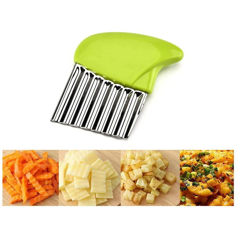 Casewin Crinkle Cutter, Stainless Steel Waffle Fry Cutter, Wavy Chopper for  Potato Carrots Butter Lettuce, 1PCS, Green