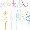 thumbnail image 1 of Casewin Curly Straws Reusable Drinking Straws Creative Colourful Novelty Party Straws Flexible Silly Plastic Straws for Kids Birthday Party Decorations Supplies Weddings Family Reunion (Pack of 10), 1 of 8