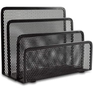 Casewin Desk Mail Organizer, Office Small Letter Sorter Desktop File Organizer Metal Mesh with 3 Vertical Upright Compartments, 1 PackBlack