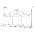 thumbnail image 1 of Casewin Over The Door Hooks,Over The Door Hanger Towel Rack Coat Rack with 7 Hooks, Decorative Hanging Storage Rack Organizers for Hat,Clothes,Bedroom,Bathroom-White, 1 of 7