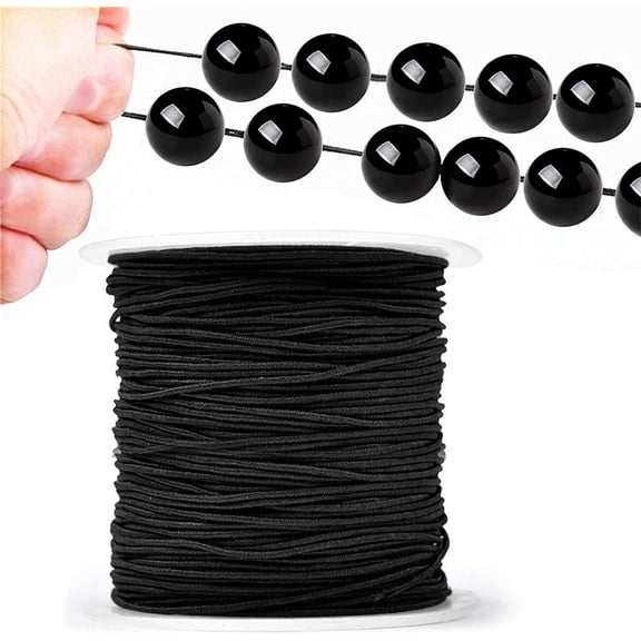 Casewin Elastic Cord for Jewellery Making, 1mm Elastic String Band Round Beading Cord Thread Stretch Fabric Crafting String Craft Strap for Sewing Bracelet Beading Crafting, 100 Meters