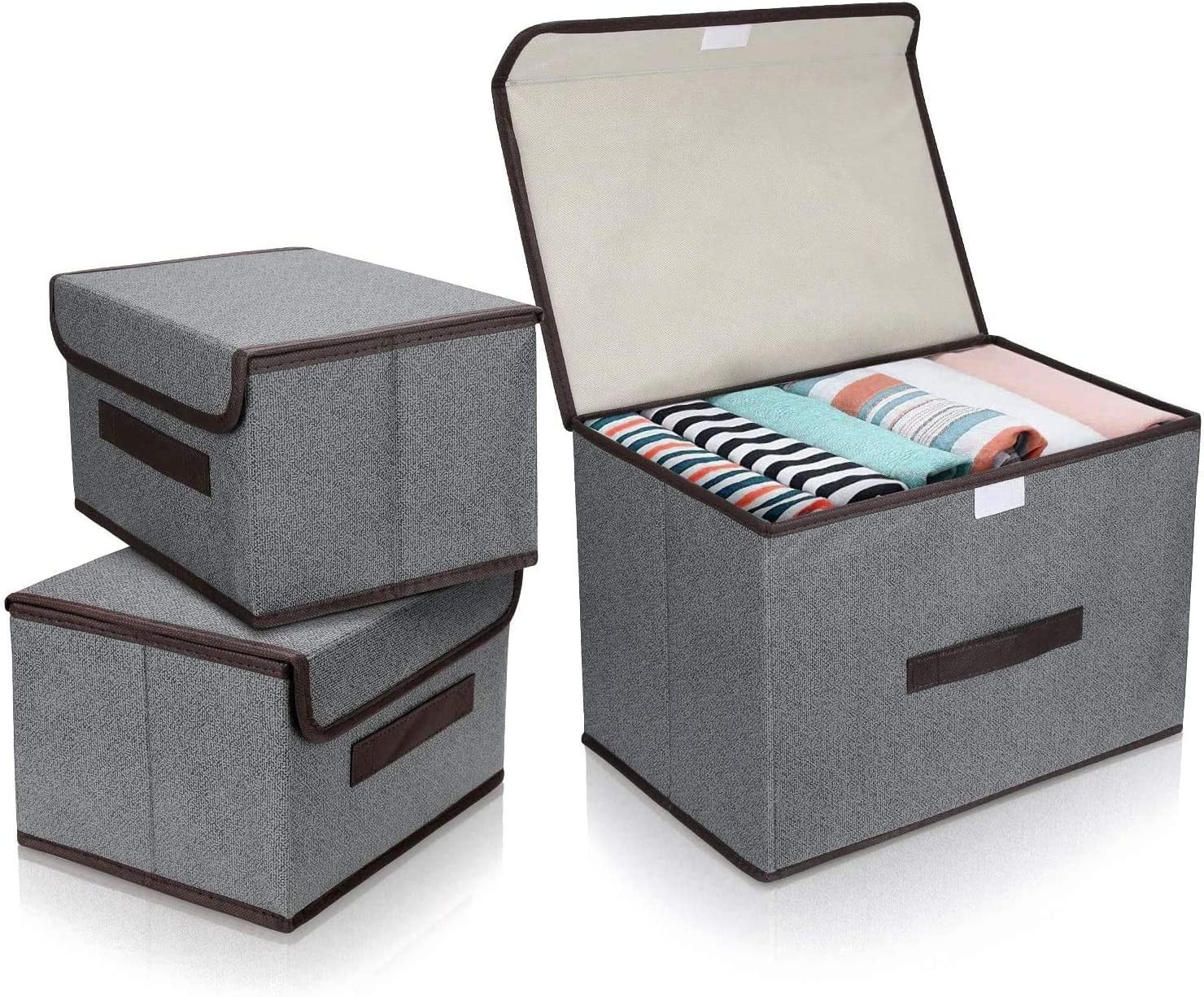 Casewin Fabric Storage Boxes with Lids, Lidded Collapsible Storage