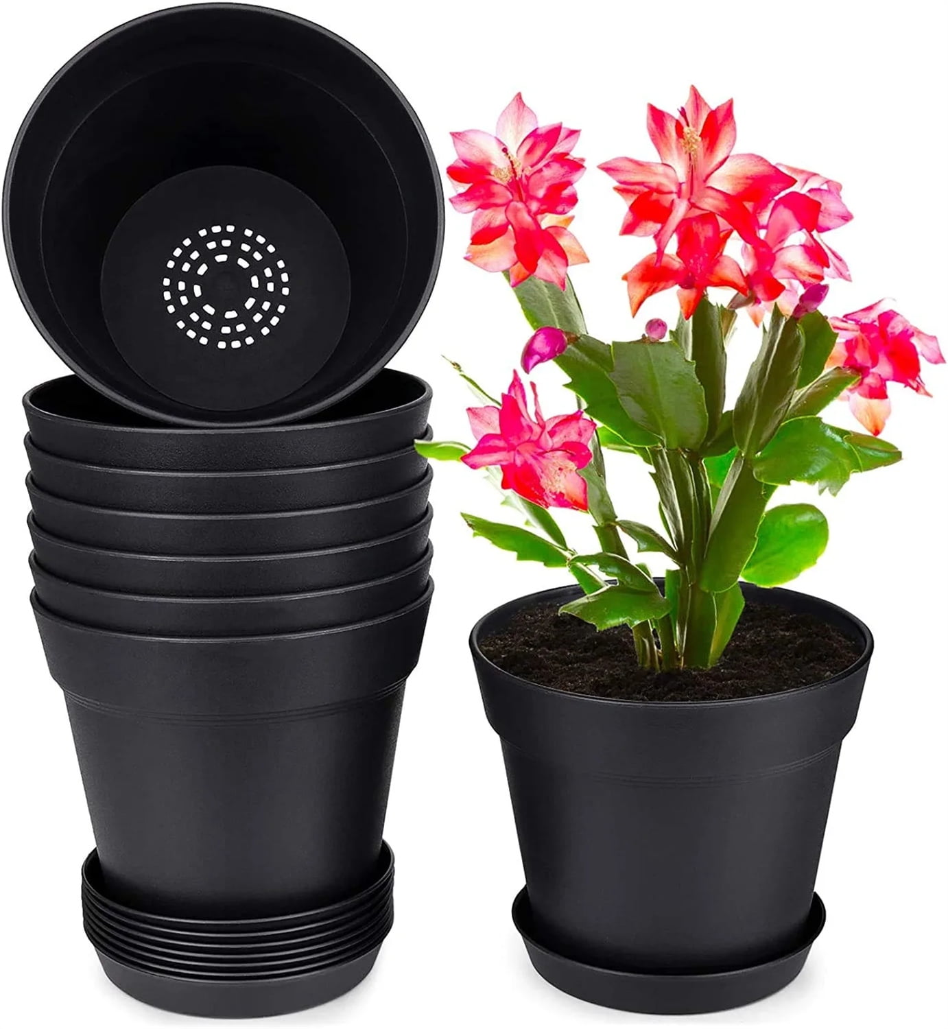 Flower Pots for Plants, Casewin 8 Pcs 4 inch Plastic Planters with