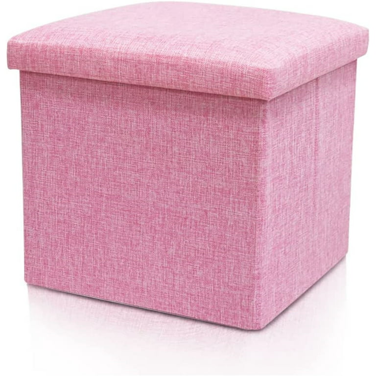 Casewin Folding Cube Cloth Storage Stool, Footrest Seat with Storage for  Kids, Foot Rest Cloth Foot Stools Pink