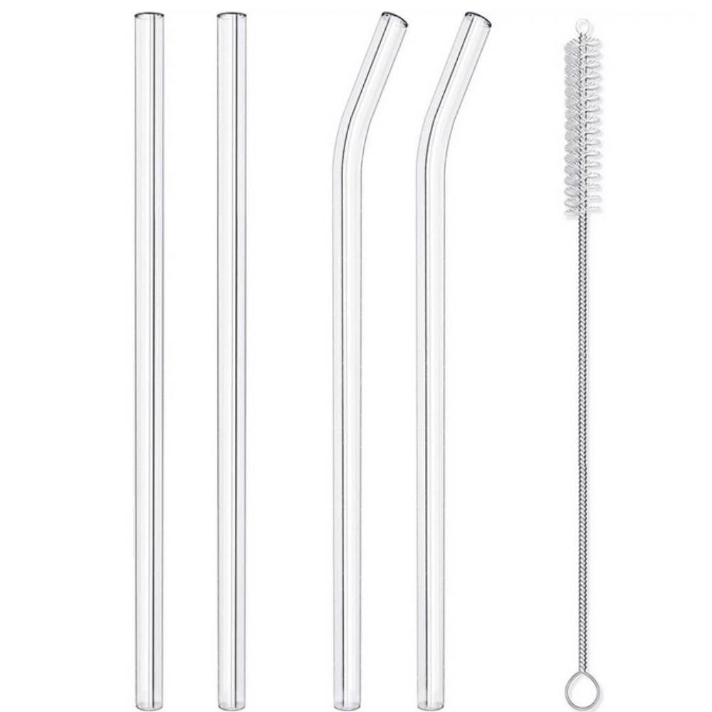 Casewin Glass Straws Clear Reusable Glass Straw Durable Glass Straws