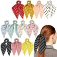 thumbnail image 1 of Casewin Hair Scarf Scrunchies, Ribbon Floral Chiffon Scarfs, Hair Ties Elastic with Long Tail Bow Bowknot for Women Girls Spring Summer Holiday Scarves Scrunchy, 1 of 9