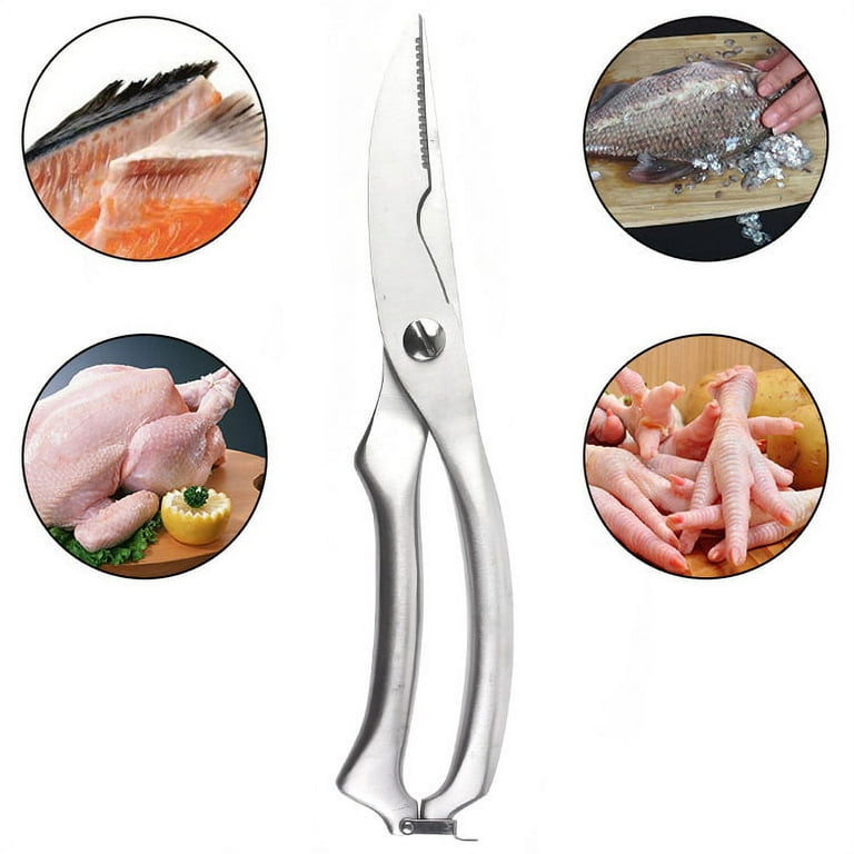 Poultry Scissors, Professional Kitchen Scissors, Stainless Steel Poultry  Scissors, Spring Mechanism, Durable, For Chicken, Bones, Poultry, Meat,  Veget