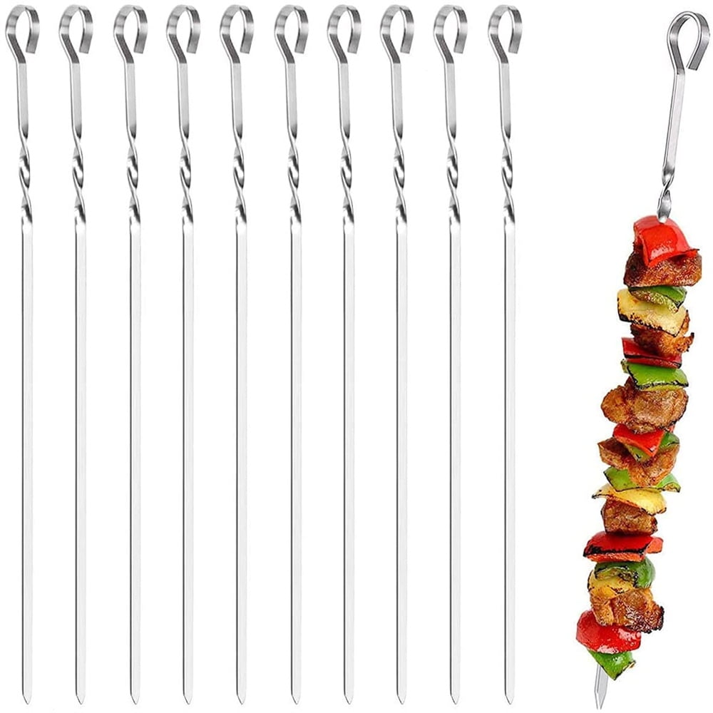 Casewin Kabob Skewers, 15" Metal Kebab Skewers Flat Long Stainless