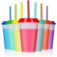thumbnail image 1 of Casewin Kids Cups Tumblers with Lids & Straws - 7 Pack 12 OZ Iced Water Colour Changing Cups for Cold Drinking BPA Free Reusable Plastic Tumbler Set for Party Kid Smoothie Cup Travel Mugs, 1 of 6