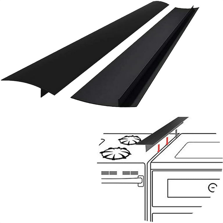Housolution Stainless Steel Stove Gap Covers,2 Pcs Kitchen Easy Clean Heat  Resistant Oven Gap Filler Seals Gaps Between Stovetop and Cooktop  Counter,Stretchable 14.6 to 29,Black 