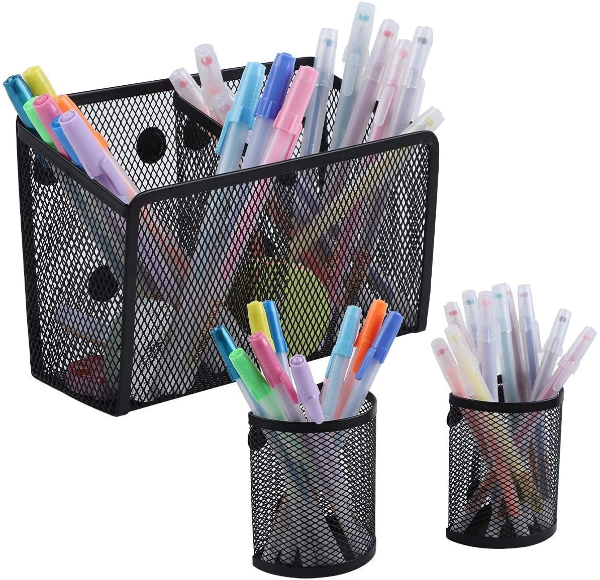 Casewin Magnetic Pencil Holder,3 Pack Magnetic Storage Basket Organizer,Extra Strong Magnets Pen Holder, for Your Whiteboard, Fridge, Cubicle Desks, Locker Accessories