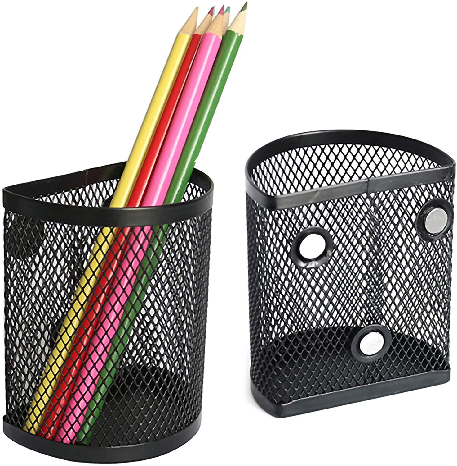 Casewin Magnetic Pencil Holder - Magnetic Locker Organizer, 2 Pack Pen Holder Locker Accessories for School and Office, Black