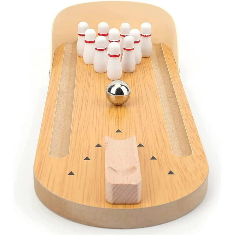 Casewin Mini Bowling Game, Wooden Mini Tabletop Bowling Game