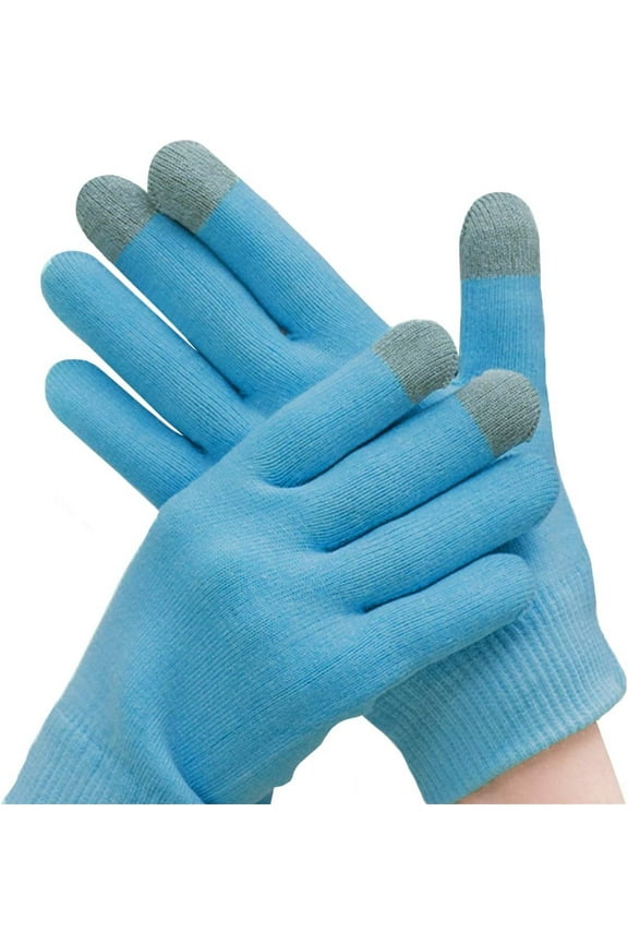 Casewin Moisturizing Gloves with Touchscreen for Dry Cracked Hands Spa, Gel Lining Infused with Essential Oils and Vitamins Moisten Hands Skin One Size Fits Women and Men, Blue (Gloves)