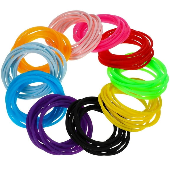 Casewin Multicolor Silicone Jelly Bracelets Hair Ties for Girls Women, 100 Pieces (Non Luminescent)