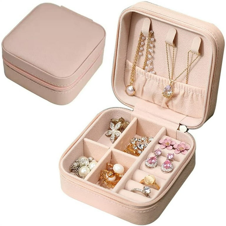 Simple Portable Jewelry Box Earring Necklace Storage Box Mini Retro Small Jewelry  Organizer Travel Accessories Storage Bag