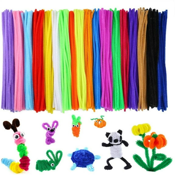 Casewin Pipe Cleaners, Craft Supplies Set-100 Pcs Chenille Stems Set, 250 Pcs Wiggle Eyes Self Adhesive for DIY Art Craft