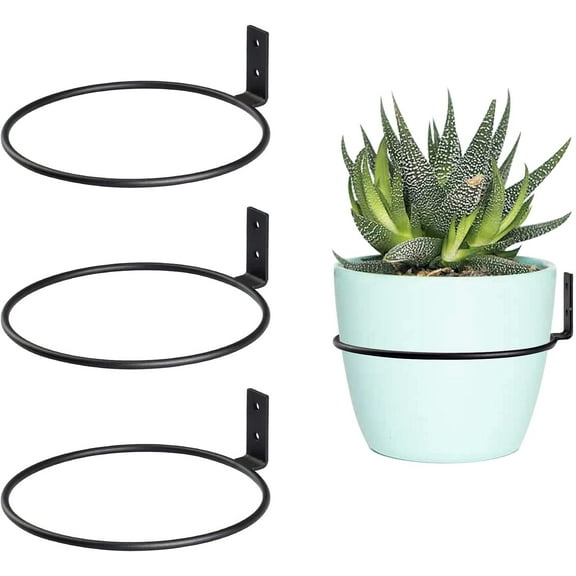 Casewin Plant Holder Ring 5 Inch Wall Mounted, 3 Pack Flower Pot Hangers Metal Plant Stand Hanging Bracket Basket Hooks