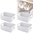 thumbnail image 1 of Casewin Plastic Storage Basket,4 Pcs White Colour Storage Boxes, Organizing Bins for Kitchen Storage, Cupboard, Office, School and Home, 1 of 7