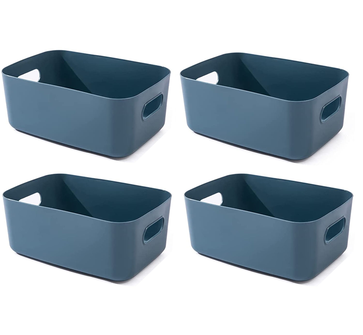 CertBuy 3 Pack Plastic Storage Baskets 14 x 10 x 4.5 Inch, Large Weave  Storage Bins with Handle for Cabinet, Shelf, Kitchen, Bedroom, Bathroom and