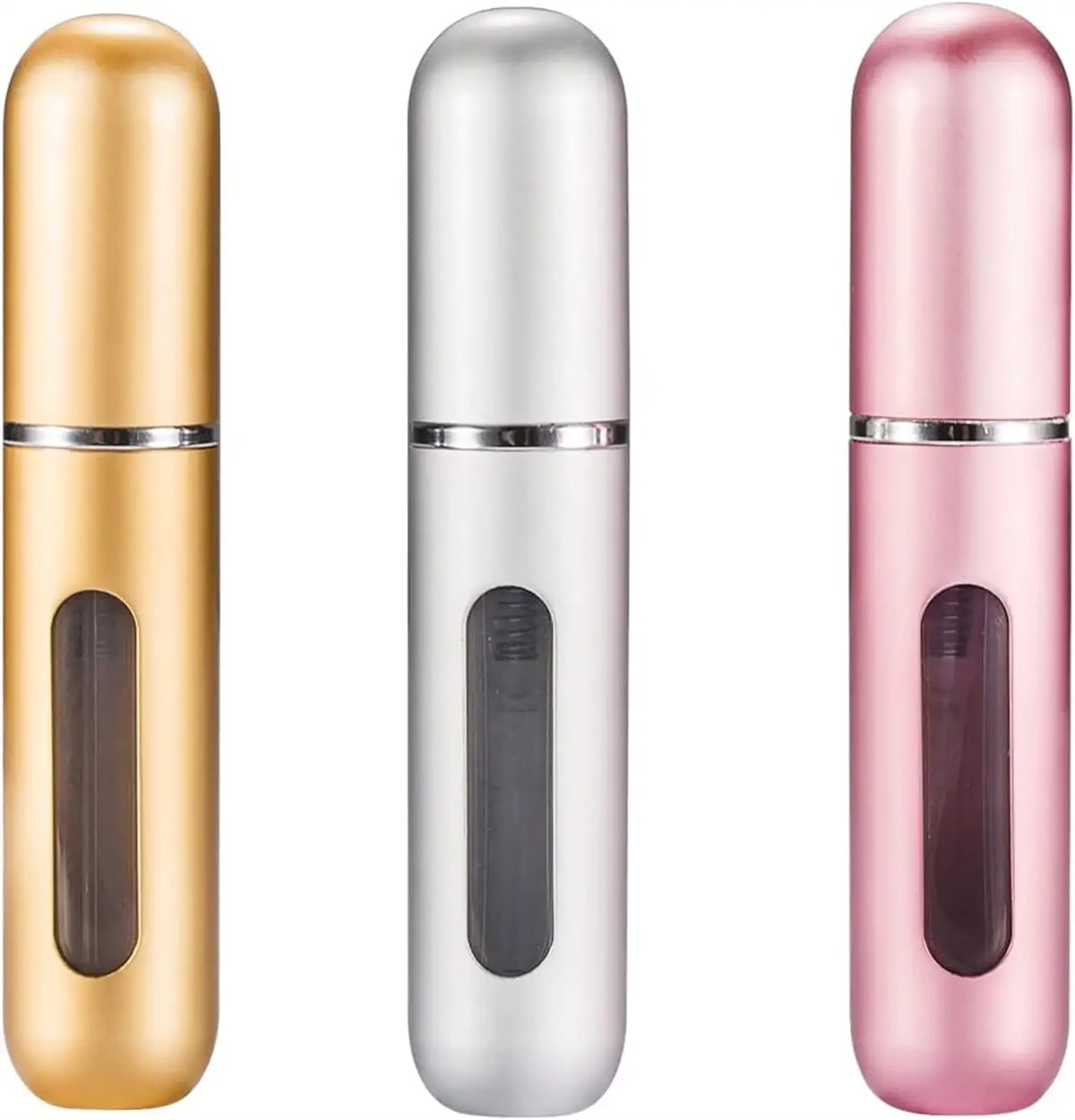 HINNASWA Portable Mini Refillable Perfume Empty Spray Bottle Atomizer  Bottom Refill Pump Case for Traveling and Outgoing 3 Pcs Pack of 5ml  (Sliver, Gold, Pink)