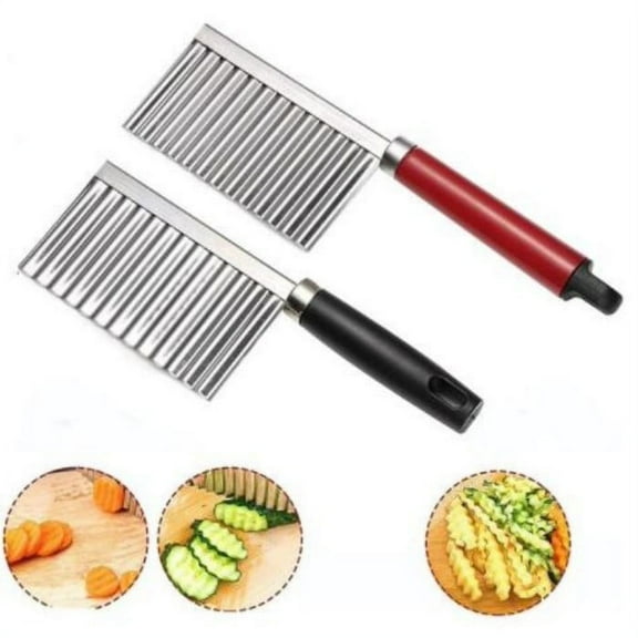 Casewin Potato Cutting Knife, 2 Pack Stainless Steel Wavy Potato Cutter Crinkle Cut Knife