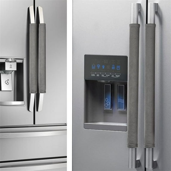 Casewin Refrigerator Door Handle Covers Protective Electrical Kitchen Appliances Gloves Fridge Microwave Dishwasher Door Cloth Protector- Catches Drips,Smudges & Fingerprints Dust Covers (Gray Plush)