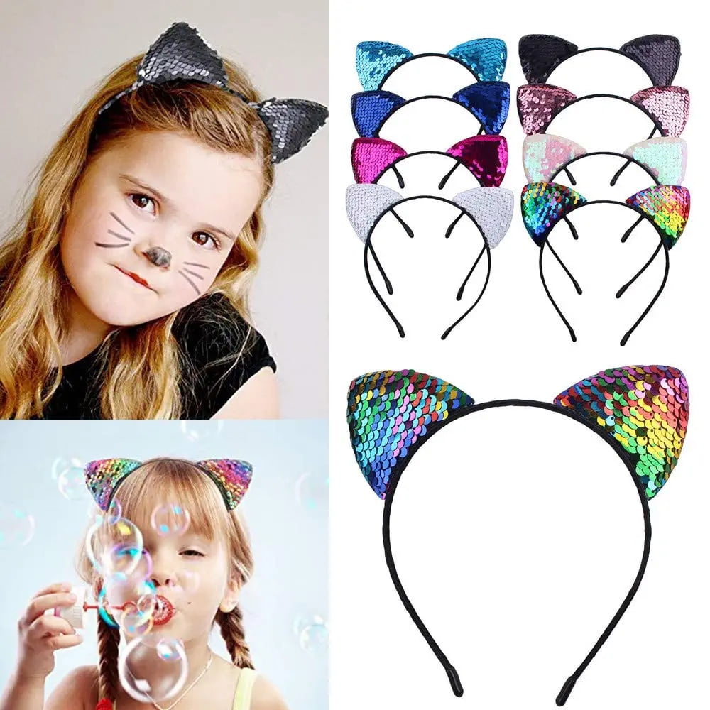 Suyegirl 6 Pcs Glow Dark Headbands Women for Party, Cat Ear
