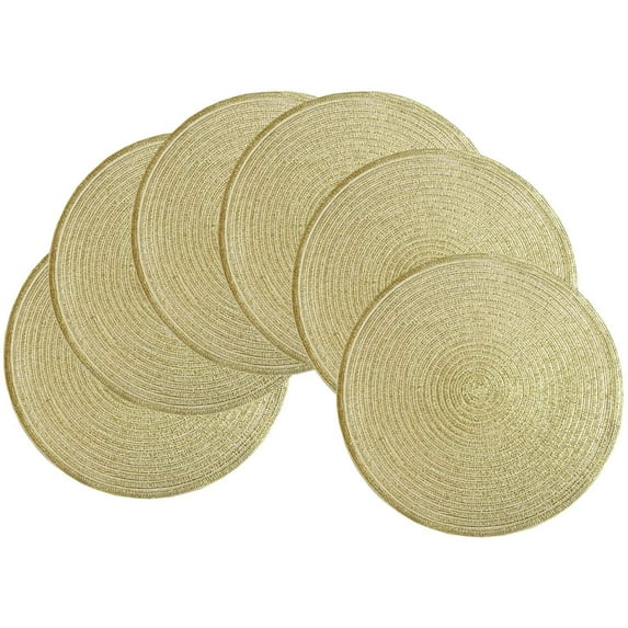 Casewin Round Braided Placemats Set of 4 Round Table Mats for Dining Table 15 inch Festival Place Mat (Grown, 4)