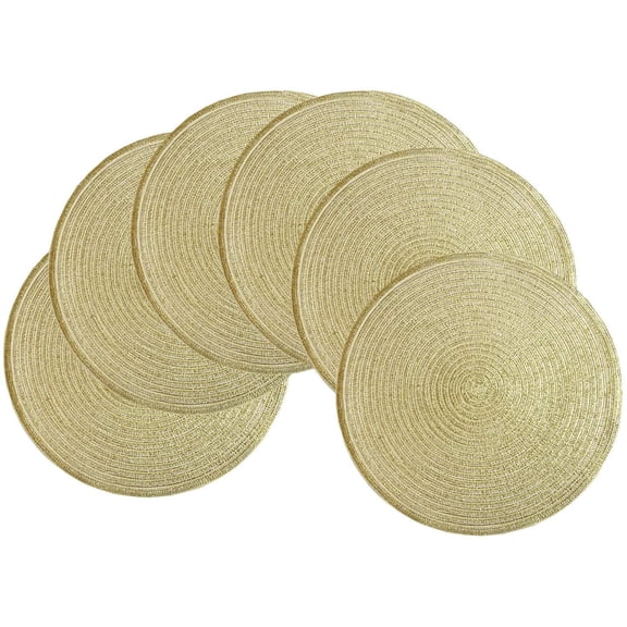 Casewin Round Braided Placemats Set of 4 Round Table Mats for Dining Table 15 inch Festival Place Mat (Grown, 4)