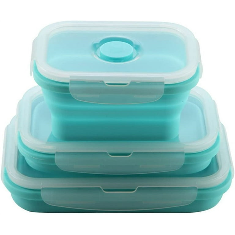Set of 4 Collapsible Silicone Food Storage Container, Leftover Meal box For  Kitchen, Bento Lunch Boxes, BPA Free, Microwave, Dishwasher and Freezer