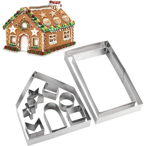 Casewin Set of 10 Gingerbread House Cookie Cutter Set, Bake Your Own Small Christmas House Kit, Chocolate House, Haunted House