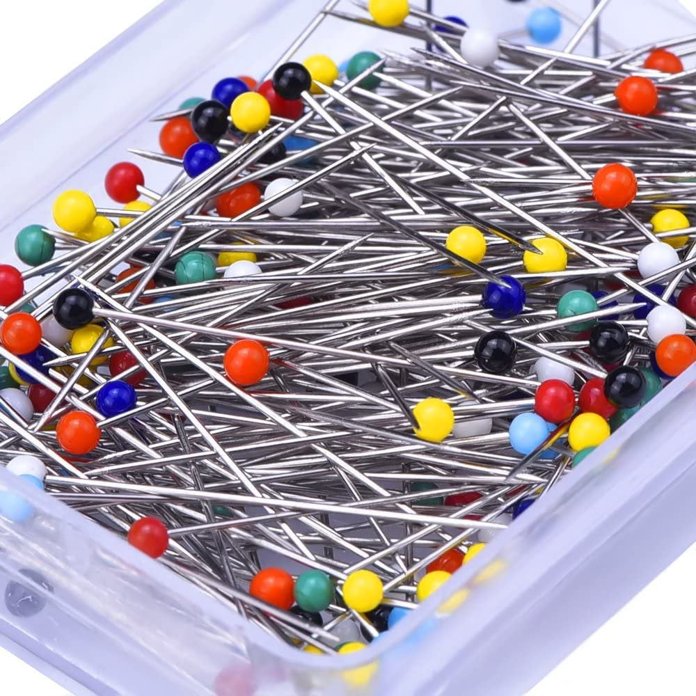 Casewin Sewing Pins 250pcs 38mm Straight Corsage Colored Glass Head