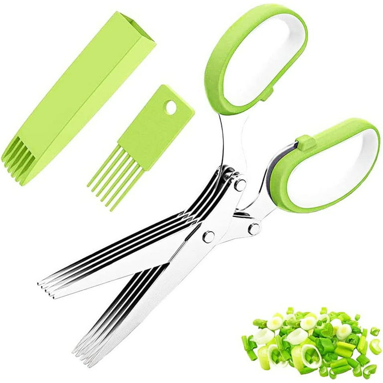 Casewin Shredding Scissors, Multi Blade Scissor, Multipurpose Herb  Scissors, Utility Kitchen Cutting Shear with 5 Layer Blade and Safety Cover  for