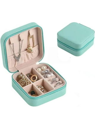 Casewin Mini Jewellery Travel Case,PU Leather Small Jewellery Organizer  Box,Portable Jewelry Display Storage Holder Boxes for Womens Ring Pendant