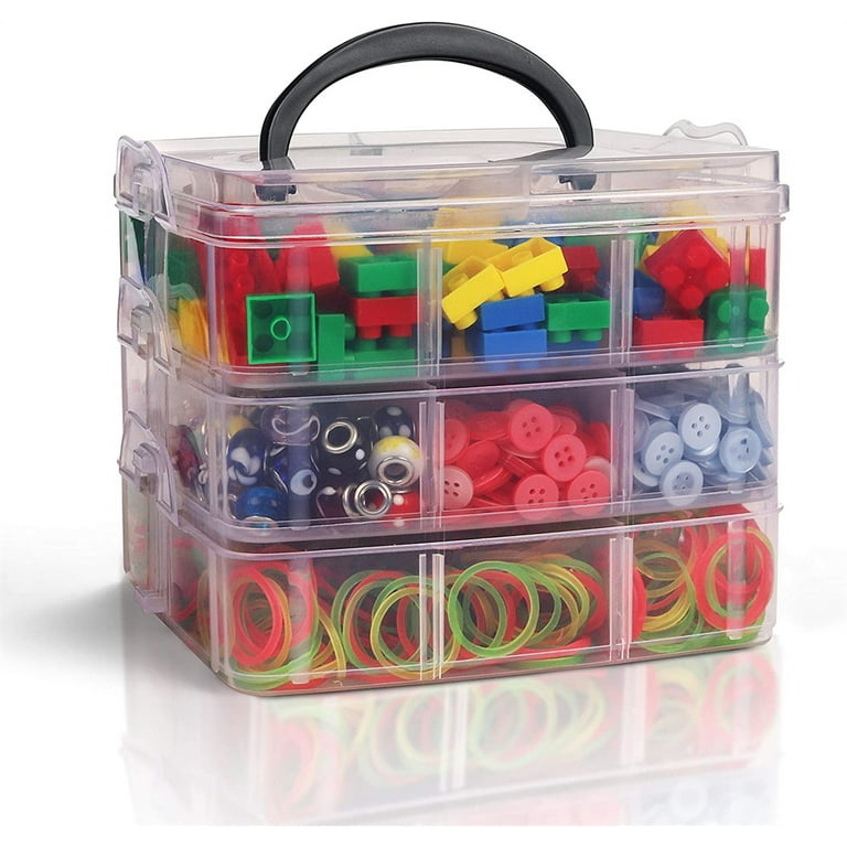 Casewin Stackable Craft Organizer Box, 3-Layer Small Storage Container  Case, with Adjustable Compartments for Beads, Crafts, Jewelry, Fishing  Tackle
