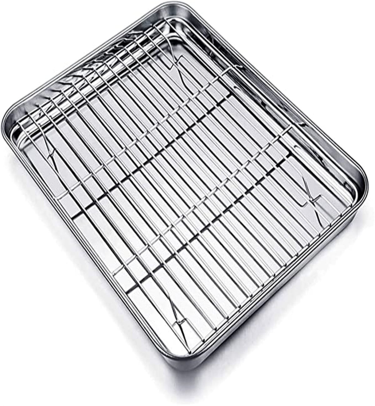 4 PCs Small Baking Sheet with Wire Rack Set [2 Baking Pans + 2 Cooling  Racks], CEKEE 10 Inch Stainless Steel Small Baking Tray with Rack Set -  Rust 
