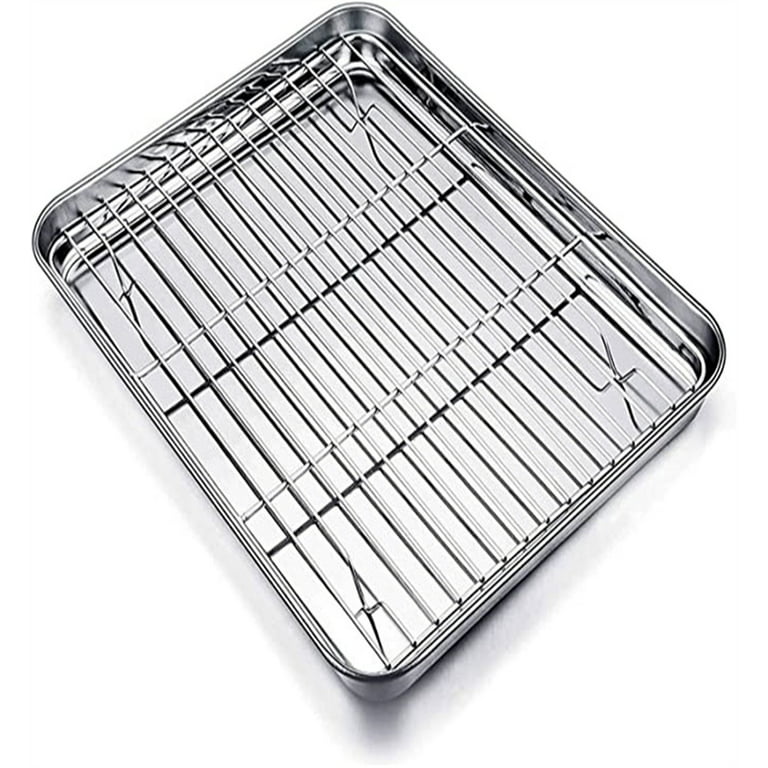 Casewin Stainless Steel Baking Sheet with Rack Set, Cookie Sheet Pan for  Oven, Rimmed Metal Tray with Wire Cooling Rack for Cooking Roasting Resting  Bacon Meat Steak - Dishwasher Safe 