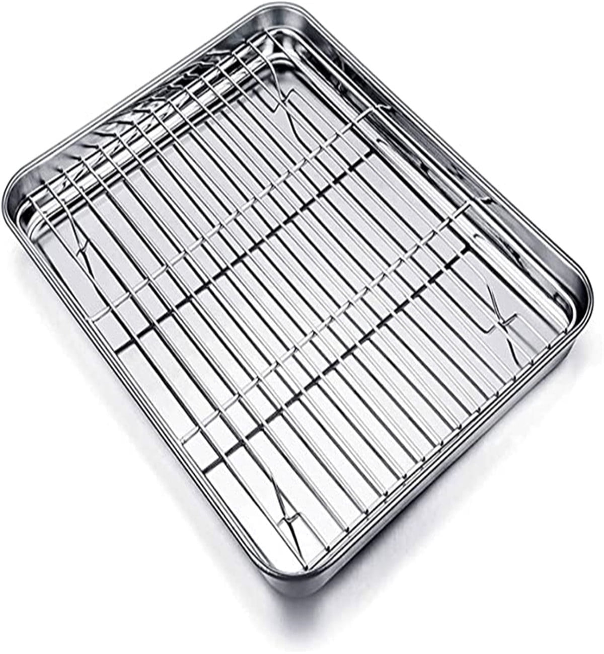 Casewin Stainless Steel Baking Sheet with Rack Set, Cookie Sheet Pan for Oven, Rimmed Metal Tray with Wire Cooling Rack for Cooking Roasting Resting Bacon Meat Steak - Dishwasher Safe