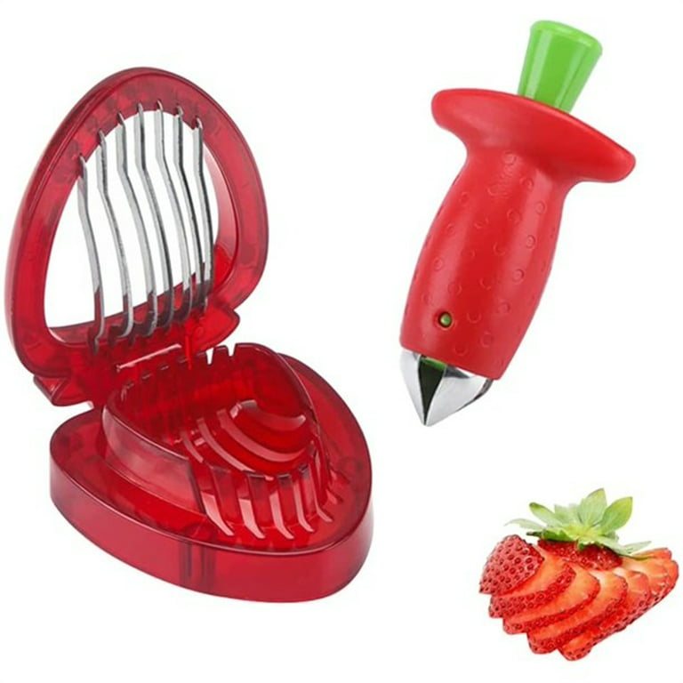 Casewin Strawberry Slicer Set, Cooking Kitchen Gadgets for Remove Strawberry  Stem and Perfectly Even Strawberry Slices (Set of 2, Red) 