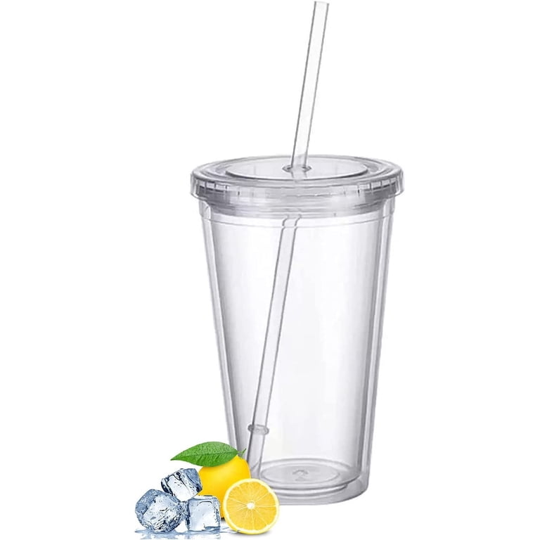 Tumblers with Lids and Straws 16 oz Clear Pastel Colored Plastic Acrylic  Travel Tumbler Cups.Double Wall Insulated Matte Reusable Tumblers Bulk for  ...