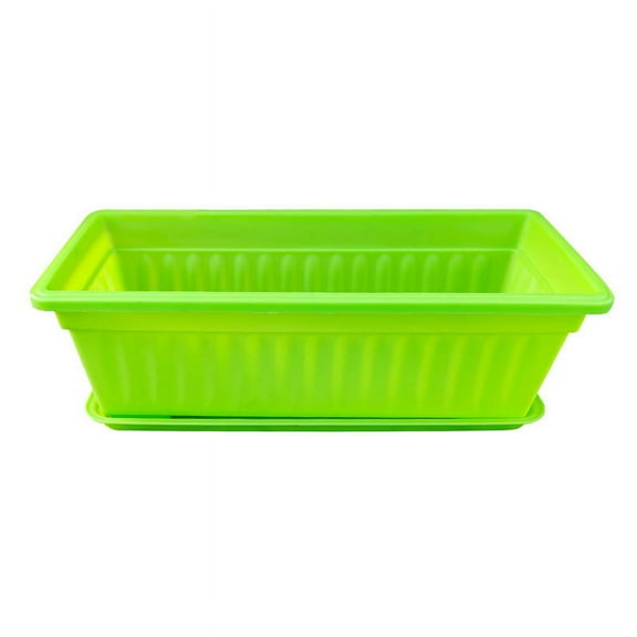 Casewin UV Resistant Easy to Use Rectangle Planters with Tray, Resin Green
