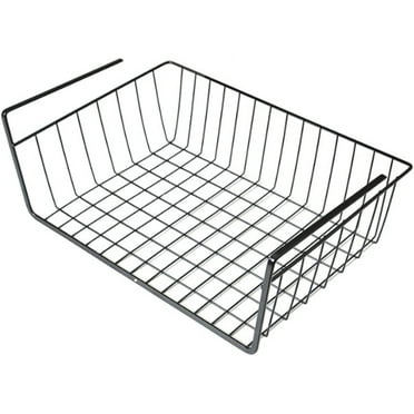 Casewin Under Cabinet Storage Shelf Wire Basket Organizer Fit Dual Hooks for Kitchen Pantry Desk Bookshelf (1 Pack, Black)