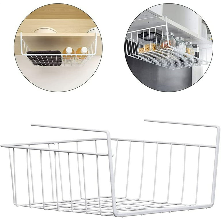 Casewin Under Shelf Basket, 2 Pack Slides Under Cabinet Storage Shelf Wire  Baskets, Space Saving for Kitchen Counter Pantry Desk Bookshelf Cupboard