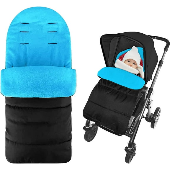 Casewin Universal Baby Stroller Footmuff Waterproof & Windproof Pram Footmuff Sleeping Bag Buggy Footmuff Warm Crystal Velvet Lined Footmuff for Most Pushchairs Strollers (Blue)